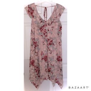 Floral pink lace dress